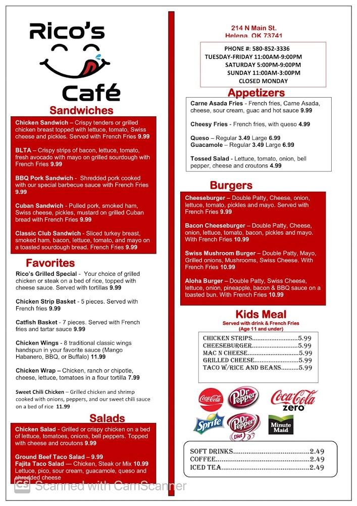 Rico's Cafe Menu image 2